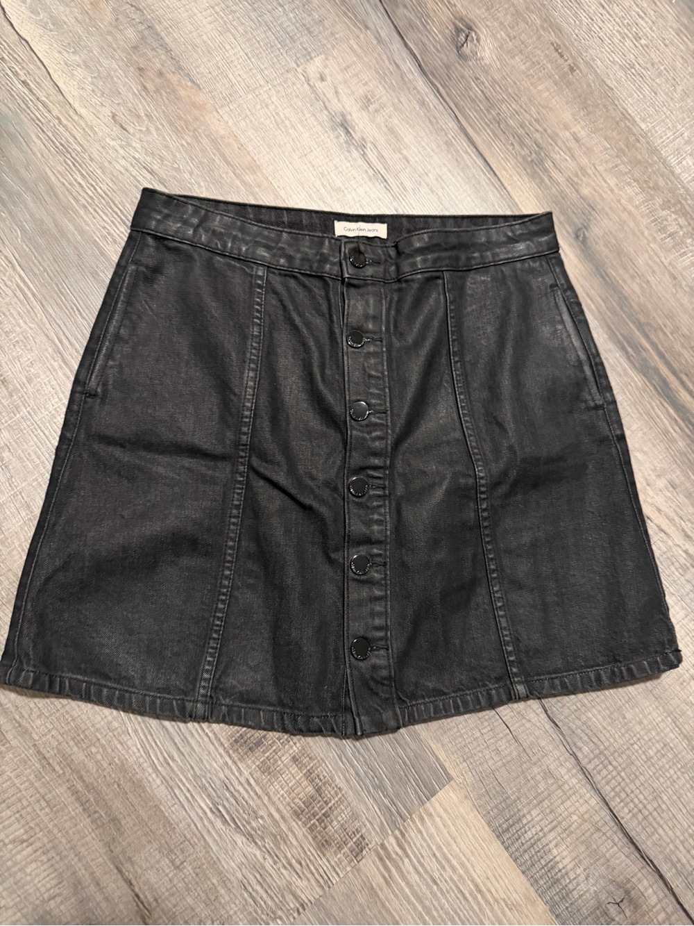 Calvin Klein Black Button-Front Denim Skirt size 29